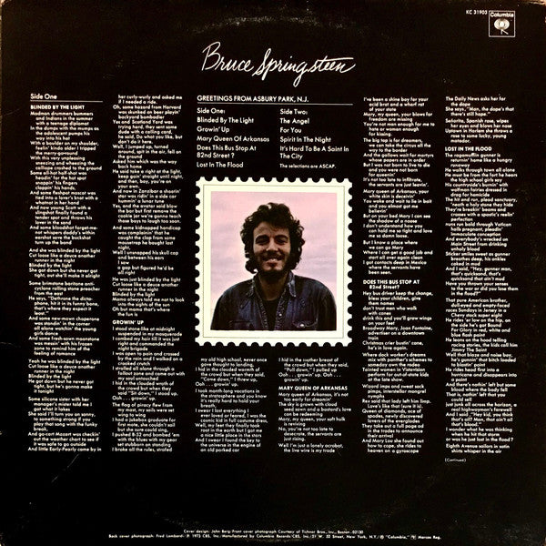 Bruce Springsteen : Greetings From Asbury Park, N.J. (LP, Album, Pit)