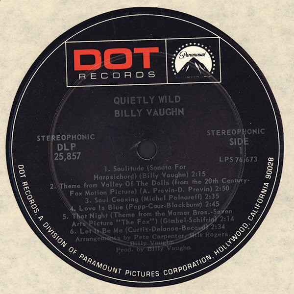 Billy Vaughn : Quietly Wild (LP, Album)