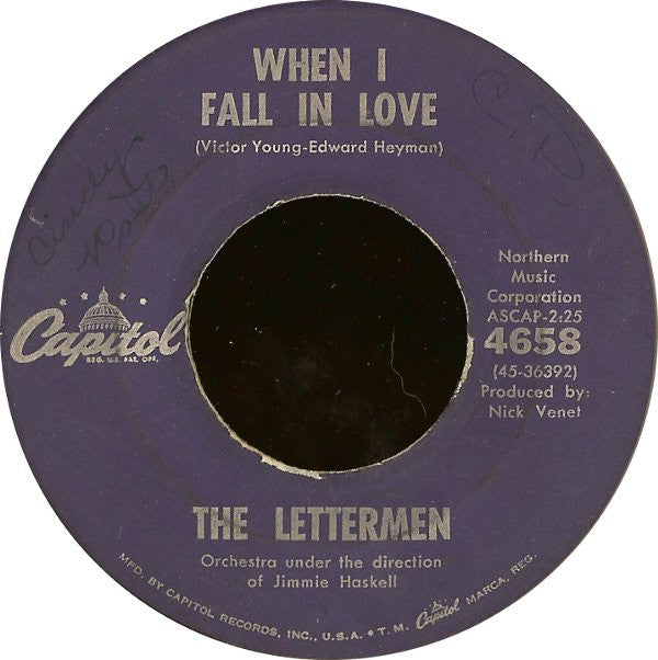 The Lettermen : When I Fall In Love / Smile (7", Single)