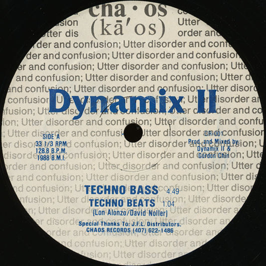 Dynamix II / Dynamix II With $ MC Kid Money $* : Techno Bass / Feel The Bass (12", Whi)