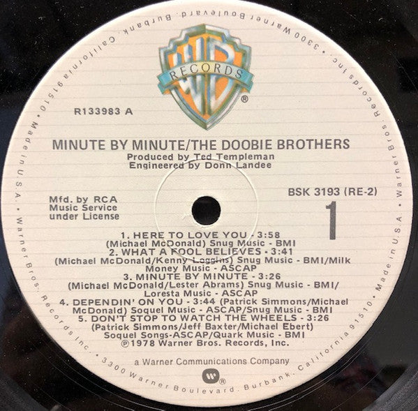 The Doobie Brothers : Minute By Minute (LP, Album, Club, RCA)