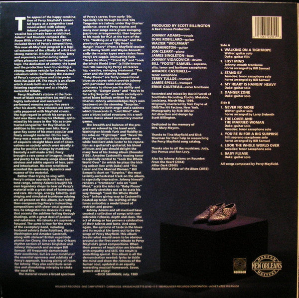 Johnny Adams : Walking On A Tightrope (The Songs Of Percy Mayfield) (LP, Album)