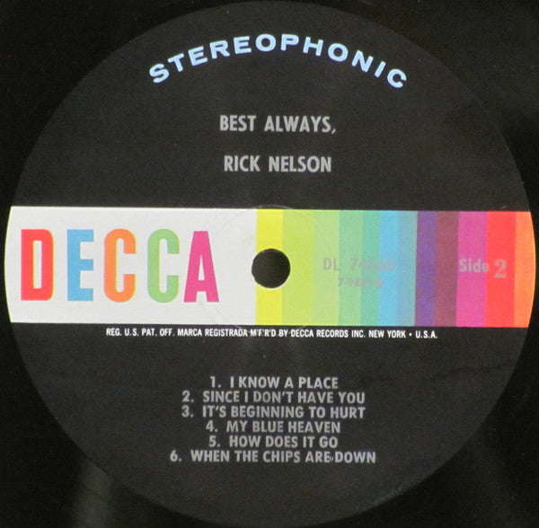 Rick Nelson* : Best Always (LP, Album, Pin)