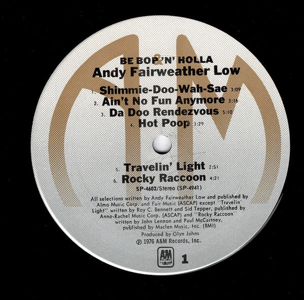 Andy Fairweather Low* : Be Bop 'N' Holla (LP, Album)