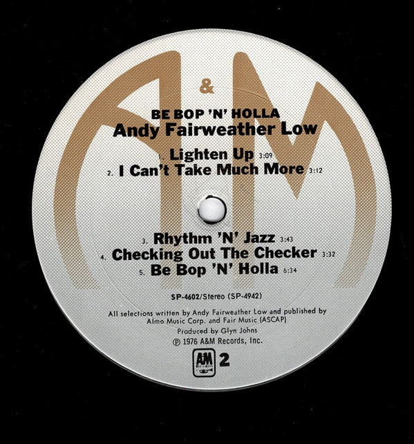 Andy Fairweather Low* : Be Bop 'N' Holla (LP, Album)
