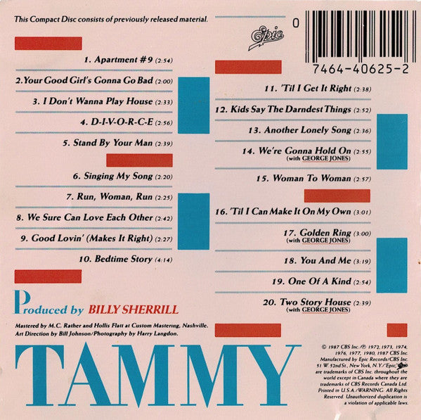 Tammy Wynette : Anniversary: Twenty Years Of Hits (CD, Comp, RP)
