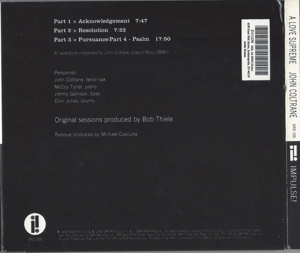 John Coltrane : A Love Supreme (CD, Album, Club, RE, RM, BMG)
