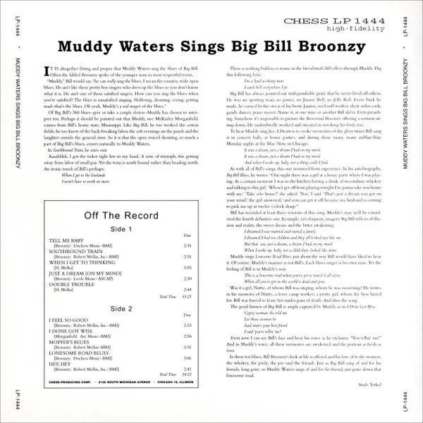 Muddy Waters : Muddy Waters Sings "Big Bill" (The Songs Of "Big Bill" Broonzy) (LP, Album, RE, RM, 180)