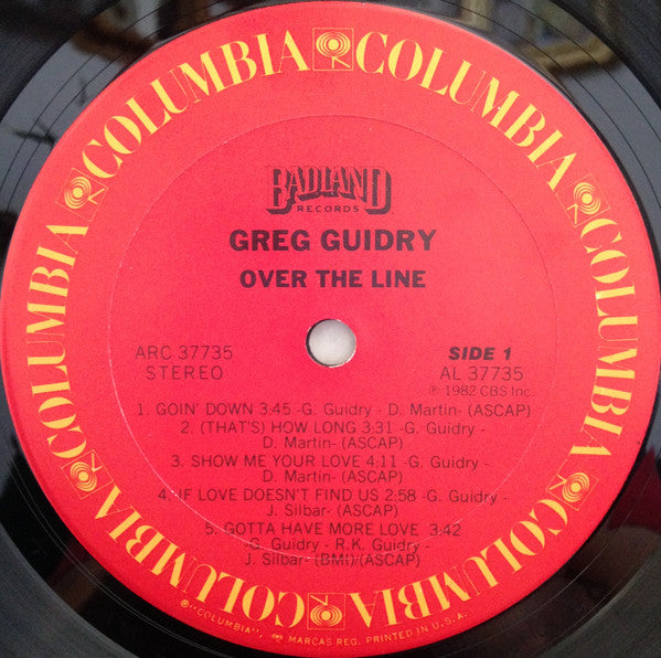 Greg Guidry : Over The Line (LP, Album, Ter)
