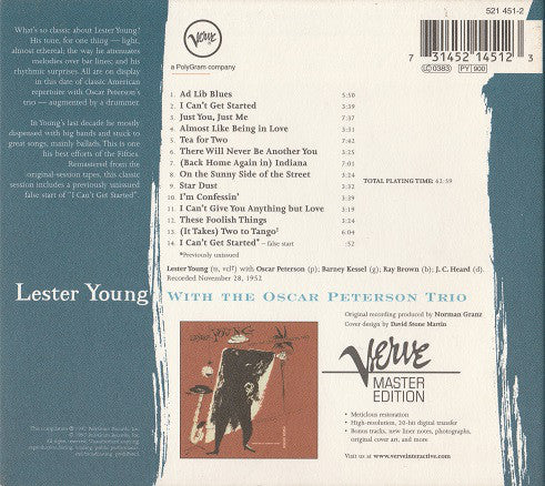 Lester Young With The Oscar Peterson Trio : Lester Young With The Oscar Peterson Trio (CD, Comp, RE, RM, Dig)