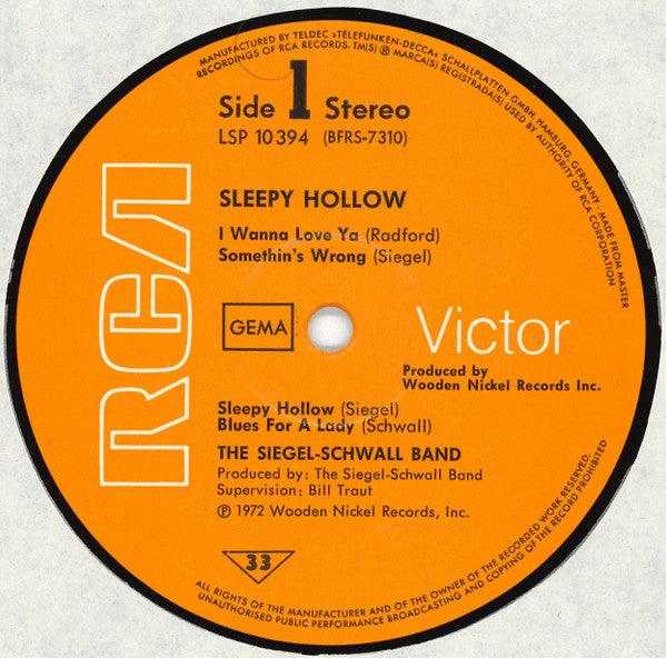 The Siegel-Schwall Band : Sleepy Hollow (LP, Album)