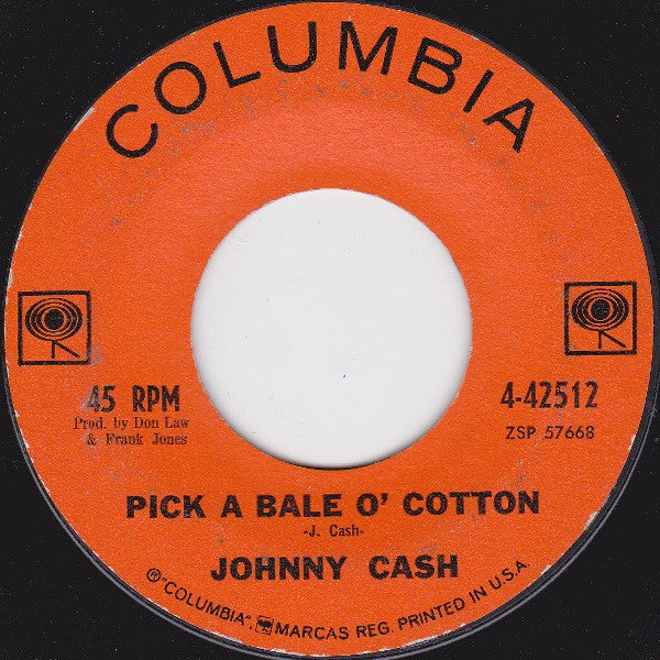 Johnny Cash : Bonanza! / Pick A Bale O' Cotton (7", Single)