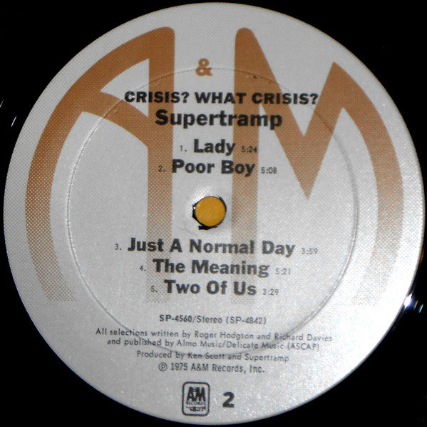Supertramp : Crisis? What Crisis? (LP, Album, Mon)