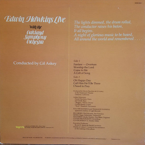 Edwin Hawkins / Oakland Symphony Orchestra : Edwin Hawkins Live With The Oakland Symphony Orchestra (LP)