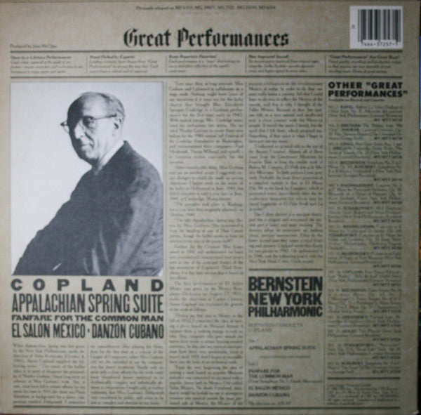 Copland*, Bernstein*, New York Philharmonic : Appalachian Spring Suite / Fanfare For The Common Man / El Salón México / Danzón Cubano (LP, Comp)