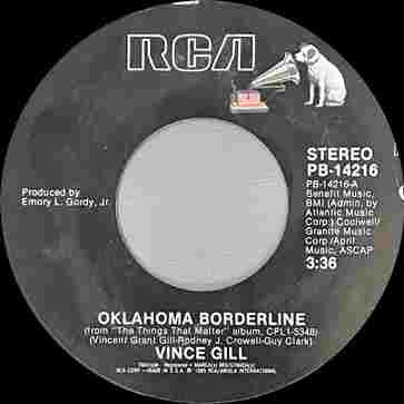 Vince Gill : Oklahoma Borderline (7", Single, Styrene, Ind)