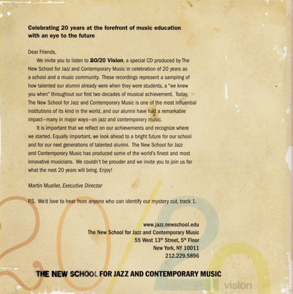 The New School For Jazz And Contemporary Music : 20/20 Vision (CD, Smplr)