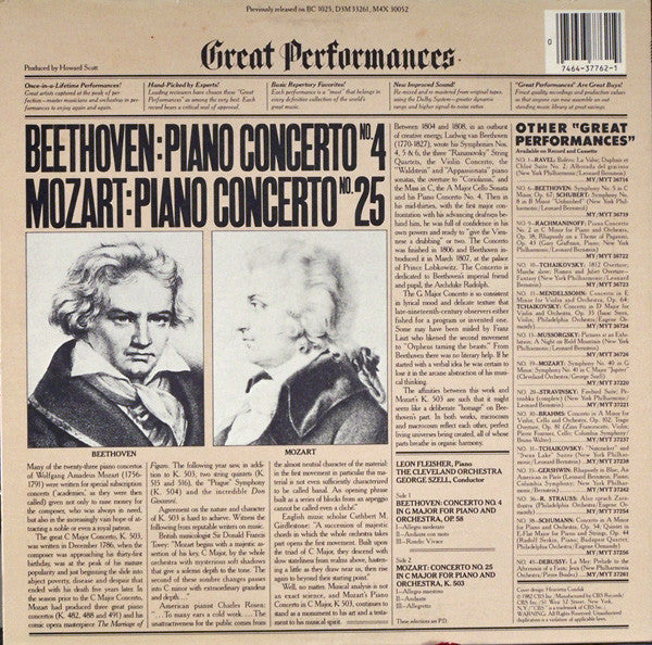Beethoven*, Mozart*, Fleisher*, Szell*, Cleveland Orchestra* : Piano Concerti (Beethoven's 4th / Mozart's 25th) (LP, Album, RE)
