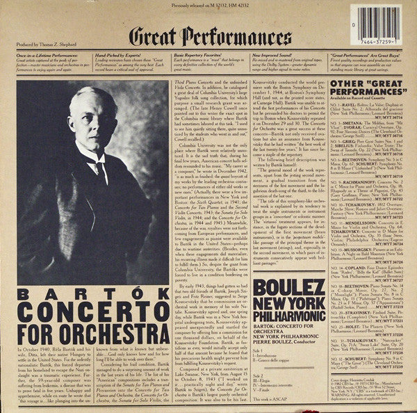Bartók*, Boulez*, New York Philharmonic : Concerto For Orchestra (LP, Album)
