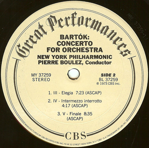 Bartók*, Boulez*, New York Philharmonic : Concerto For Orchestra (LP, Album)