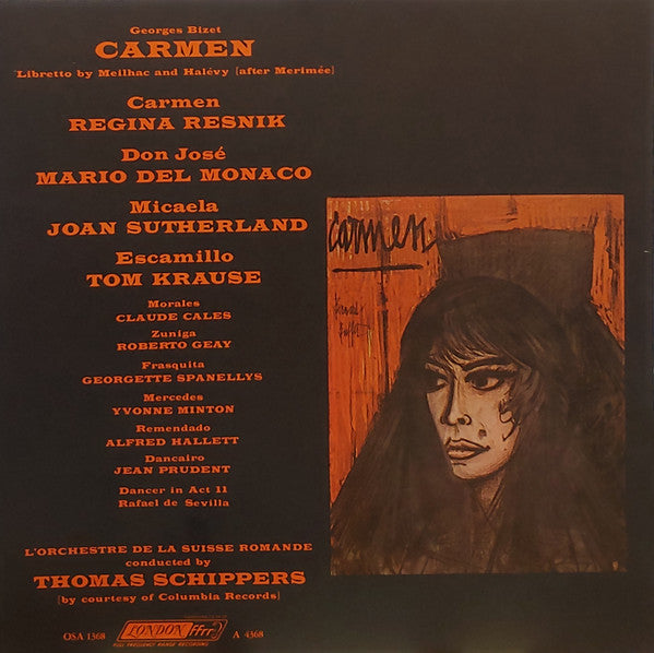 Bizet* - Resnik* / Del Monaco* / Sutherland* / Krause* / Schippers* / L'Orchestre De La Suisse Romande : Carmen (3xLP + Box)