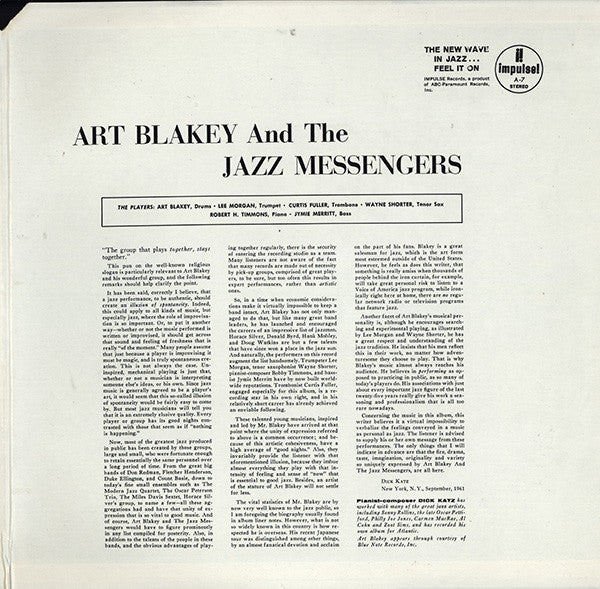 Art Blakey & The Jazz Messengers : Art Blakey! Jazz Messengers! (LP, Album, RP)