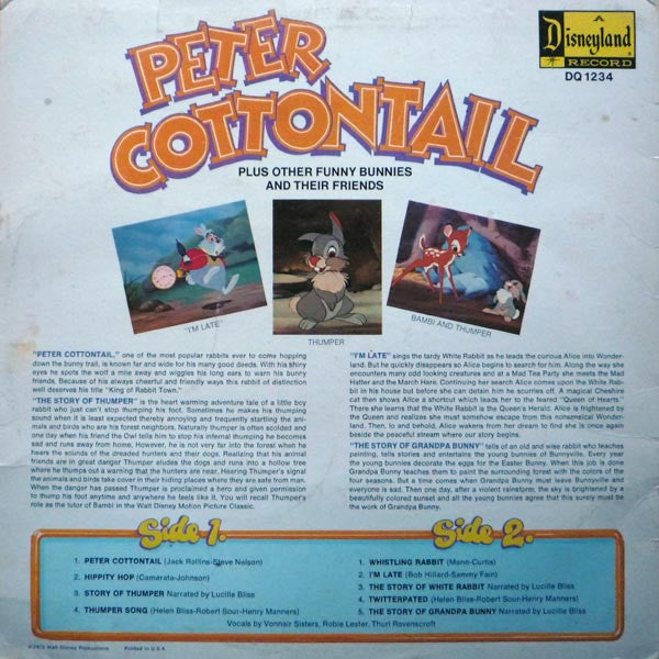 Lucille Bliss, Robie Lester, Vonnair Sisters*, Thurl Ravenscroft : Peter Cottontail (Plus Other Funny Bunnies And Their Friends) (LP, Album, RE)