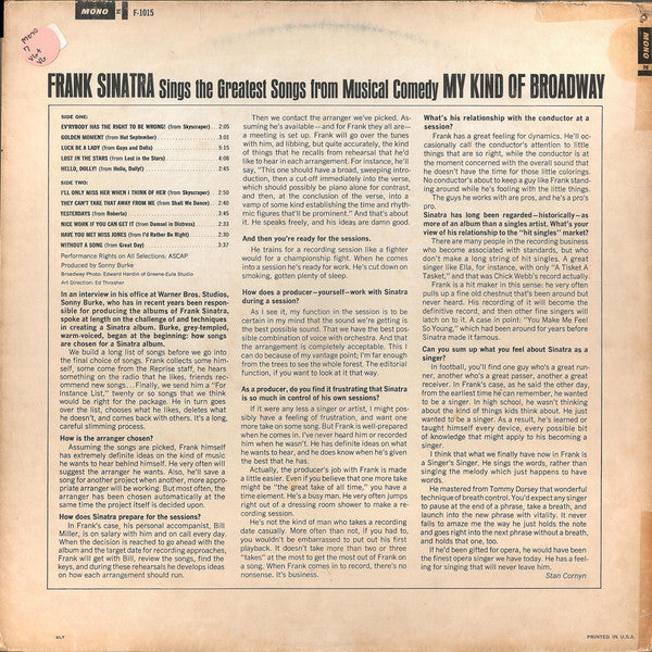Frank Sinatra : My Kind Of Broadway (LP, Album, Mono, Ter)
