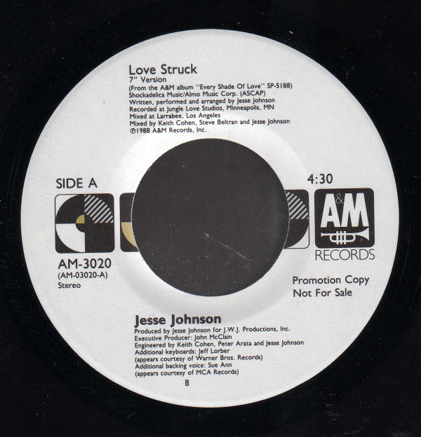 Jesse Johnson : Love Struck (7", Single, Promo)