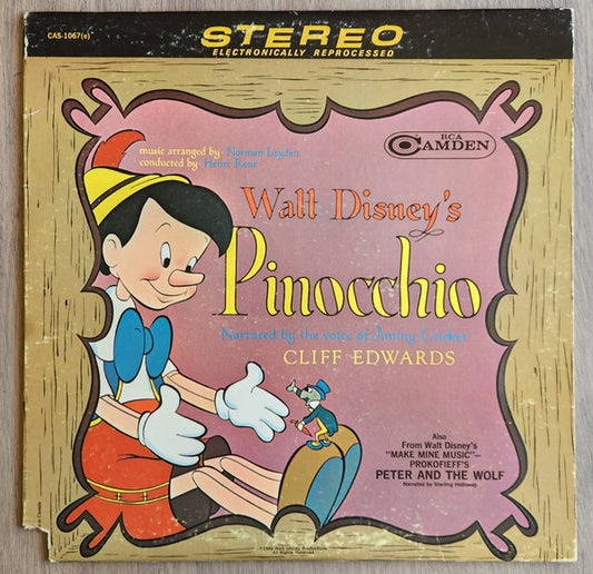 Cliff "Ukulele Ike" Edwards, Henri René, Norman Leyden, Sterling Holloway : Walt Disney's Pinocchio (LP, Comp, RP, RCA)