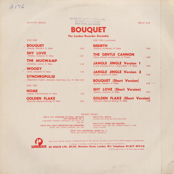 The London Recorder Ensemble : Bouquet (LP, Mono)