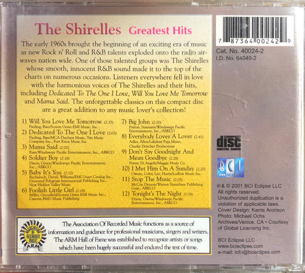 The Shirelles : Greatest Hits (CD, Comp)