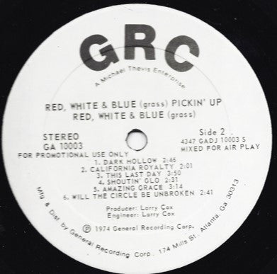 Red, White & Blue (Grass) : Pickin' Up (LP, Album, Promo)