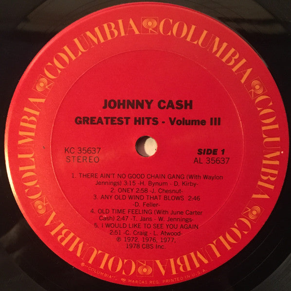 Johnny Cash : Greatest Hits Volume 3 (LP, Comp, Ter)