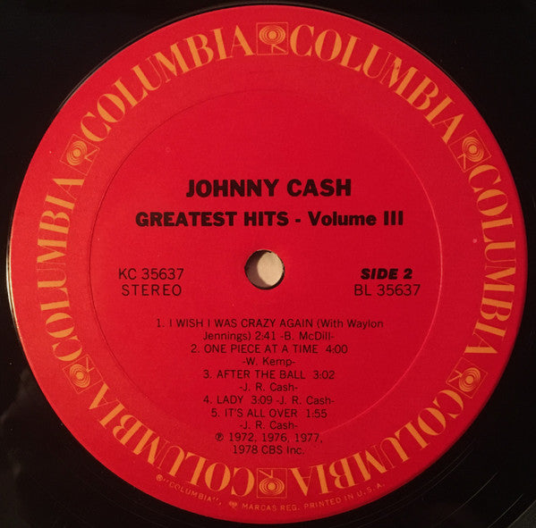 Johnny Cash : Greatest Hits Volume 3 (LP, Comp, Ter)