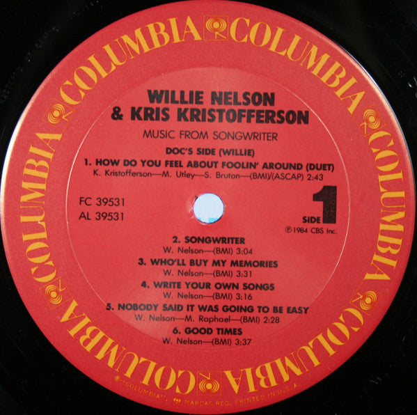 Willie Nelson & Kris Kristofferson : Music From Songwriter (LP, Album)