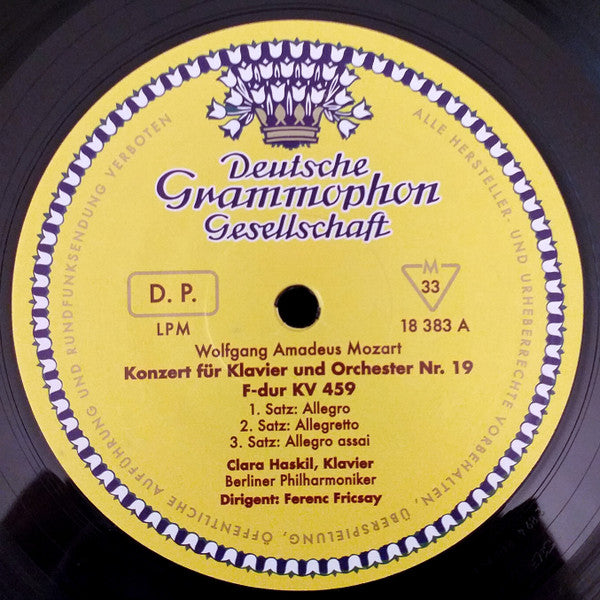 Wolfgang Amadeus Mozart / Clara Haskil, Ferenc Fricsay, Berliner Philharmoniker, Bayerisches Staatsorchester : Konzert Für Klavier Und Orchester Nr. 19 F-Dur KV 459 Und Nr. 27 B-Dur KV 595 (LP, Mono, RE, RM, 180)