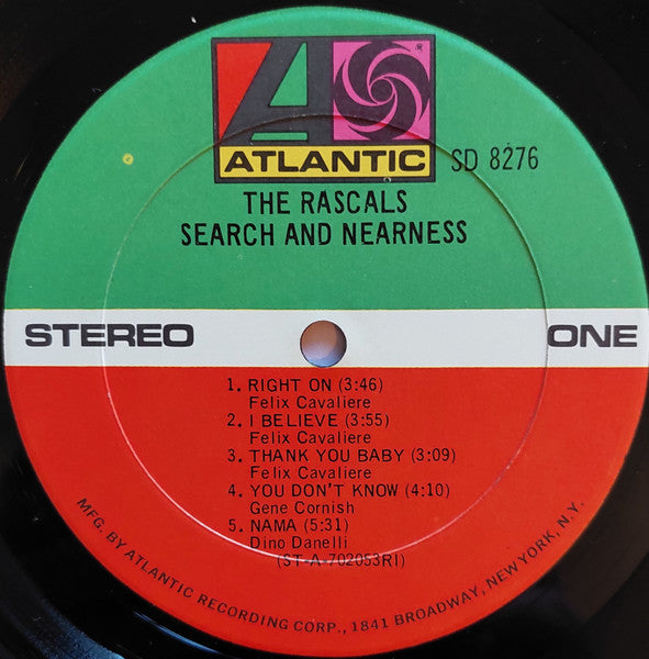 The Rascals : Search And Nearness (LP, Album, RI )