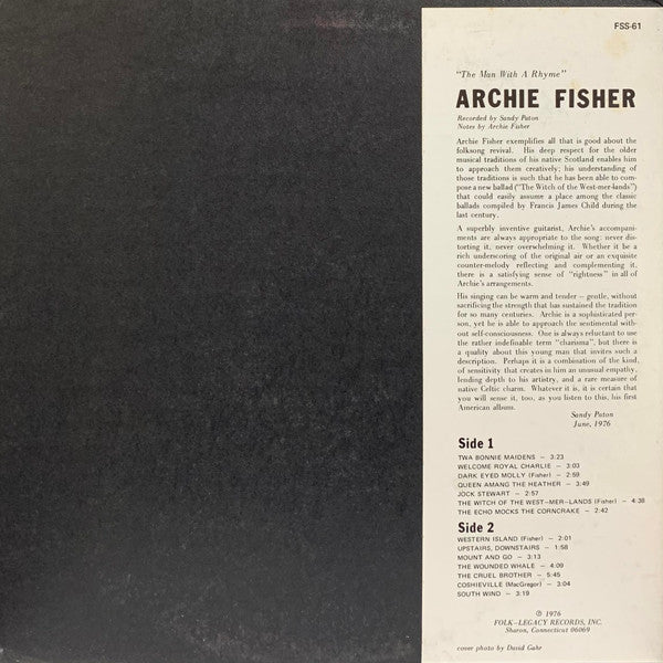 Archie Fisher : The Man With A Rhyme (LP, Album)