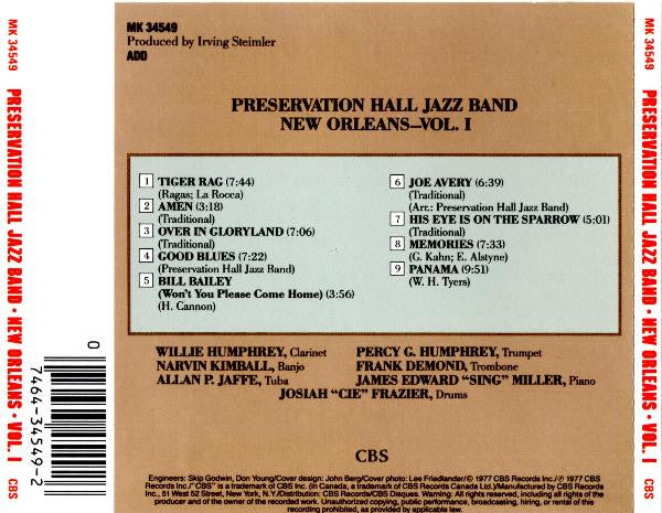Preservation Hall Jazz Band : New Orleans, Vol. 1 (CD, Album, RE)