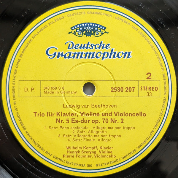 Ludwig Van Beethoven - Kempff* • Szeryng* • Fournier* : Klaviertrios Op. 70, Nr. 1 (Geistertrio) Und Nr. 2 (LP)