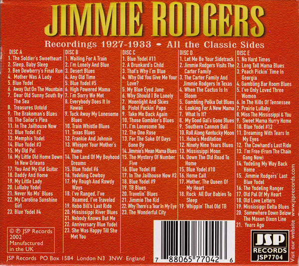 Jimmie Rodgers : Recordings 1927-1933 (5xCD, Comp, RM + Box)