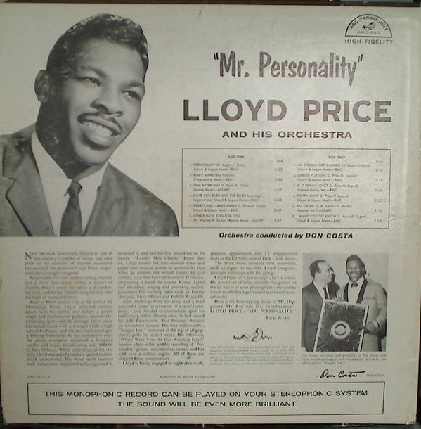 Lloyd Price : Mr. "Personality" (LP, Album, Mono)