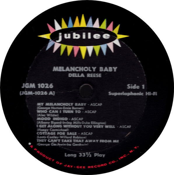 Della Reese : Melancholy Baby (LP, Album, Mono, RE)