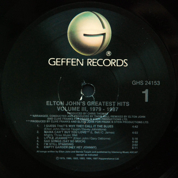Elton John : Greatest Hits Volume III, 1979-1987 (LP, Comp, All)