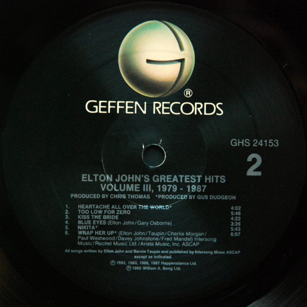 Elton John : Greatest Hits Volume III, 1979-1987 (LP, Comp, All)