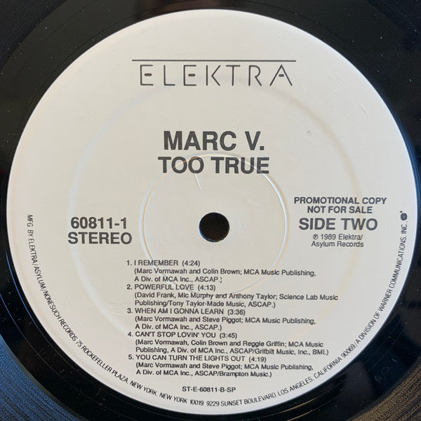 Marc V. : Too True (LP, Album, Promo)