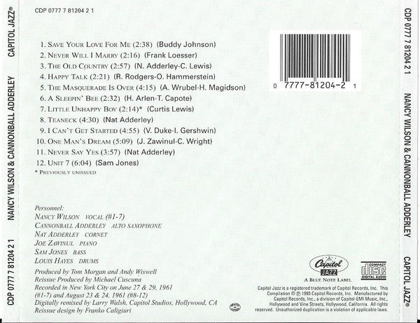 Nancy Wilson / Cannonball Adderley : Nancy Wilson / Cannonball Adderley (CD, Album, RE)