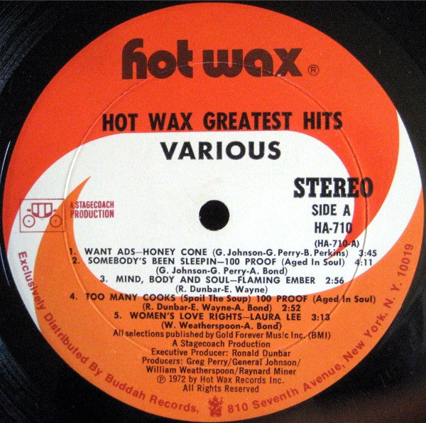 Various : Hot Wax Greatest Hits (LP, Comp)