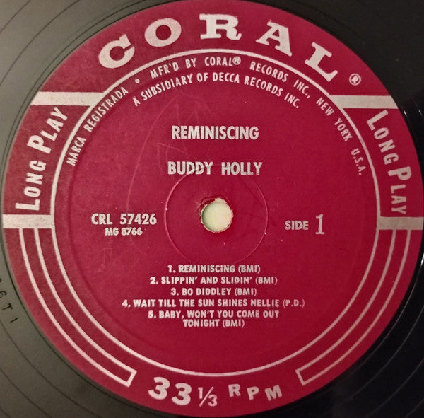 Buddy Holly : Reminiscing (LP, Album, Mono, Glo)